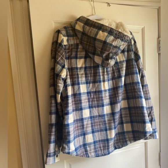 L.L. Bean Women’s Scotch Plaid Sherpa Lined Hooded Jacket Indigo/Tartan size M - Picture 8 of 16